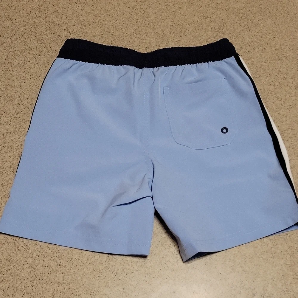 U.S. Polo Assn. Light Blue Swim Trunks with Stripes Size Small 6/7 New With Tags